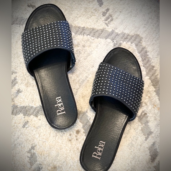 Reba Payden Studded Slip-on Slides Shoes Sz 8 - BLACK - Picture 4 of 6